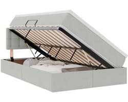 vidaXL - Opbergbed - met - matras - met - opslag - Lichtgrijs - 120 - x - 200 - cm - Fluweel