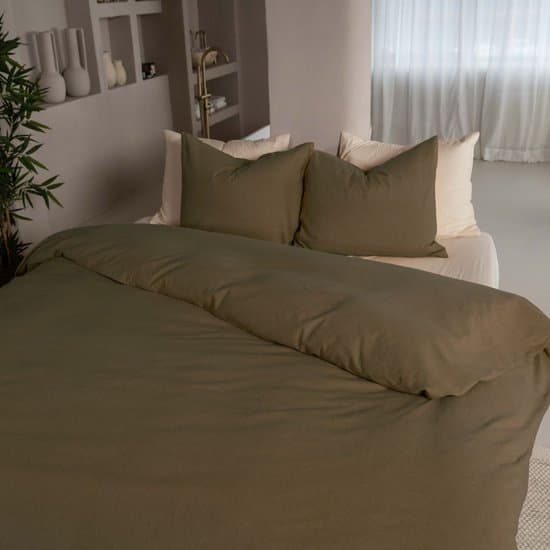 Kayori Atsui Dekbedovertrek Flanel - 240x200-220 +2 slopen - Lits-jumeaux - Donkergroen - Superzacht & Isolerend