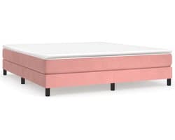 vidaXL - Boxspring - met - matras - fluweel - roze - 180x200 - cm