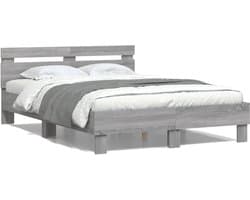 vidaXL - Bedframe - met - hoofdeinde - grijs - sonoma - eiken - 120x190 - cm
