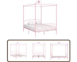 vidaXL Hemelbedframe - Roze - 180x200 cm - Metaal Hemelbed Frame - Metalen Bedframe - Rozenkleurig Bed - Slaapcomfort - Luxe Bed