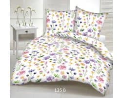 Kora Dekbedovertrek 200x220 Wit Bloemenprint - 100% Katoen