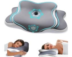 Orthopedisch Kussen - Vlinder Kussen 65x40cm - 2 Hoogtes (10/14cm) - Ademend & Wasbaar - Traagschuim - Voor Nekpijn & Slaapcomfort