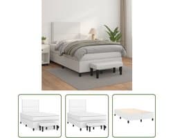 vidaXL Boxspring - Boxspringbed - Boxspring met matras kunstleer wit 120x200 cm - Bed - Tweepersoonsbed - Witte Bed