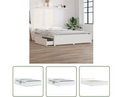 vidaXL Klassieke Bed - Houten Bed - Bedframe met lades wit 140x190 cm - Bed Frame - Boxspring Bed - Tweepersoonsbed
