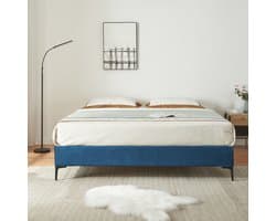 Tweepersoonsbed Lilla met bedbodem 180x200 cm blauw [en.casa]