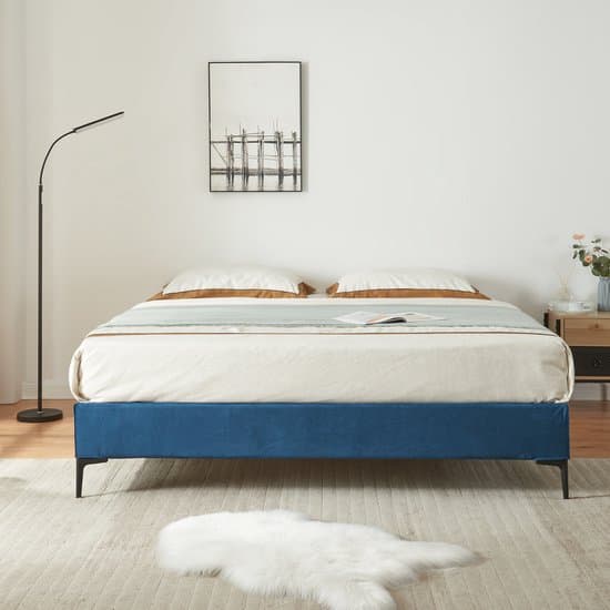 Tweepersoonsbed Lilla met bedbodem 180x200 cm blauw [en.casa]