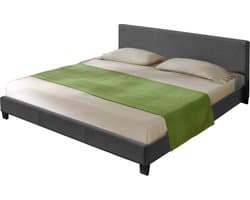 Houten bed stof met bedbodem 180x200 cm donkergrijs