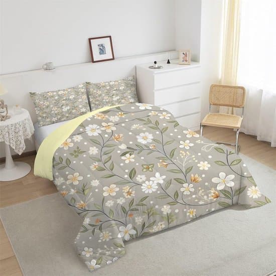 Dekbed Bloemenpatroon - Zomerdekbed Winterdekbed - Alle Seizoenen Slapen - Hypoallergeen Zachte Microvezel - 200 x 200 cm - Bruin