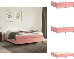 vidaXL - Boxspring - bed - fluweel - roze - 180x200 - cm