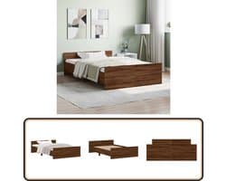 vidaXL Bedframe Bruin Eikenhout - 120x190 cm Bruin Houten Bed - Bedframe Bruin Eiken - Tweepersoons Bed - Boxspring Bed - King Size Bed