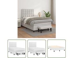 vidaXL Boxspring - Boxspringbed - Boxspring met matras kunstleer wit 120x200 cm - Bed Frame - Tweepersoonsbed - Wit Bed
