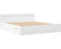 vidaXL - Bedframe - met - hoofdeinde - zonder - matras - 200x200 - cm - wit
