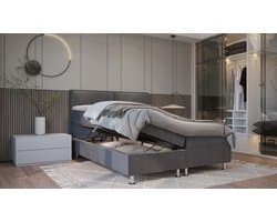 Boxspring Bed Alba velvet met opbergruimte 140x200 cm - compleet boxspring bed met opbergruimte