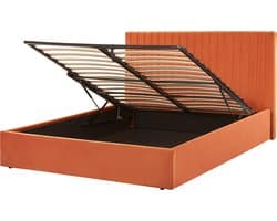 BELIANI VION - Bed met opbergruimte - Oranje - 160 x 200 cm - Fluweel