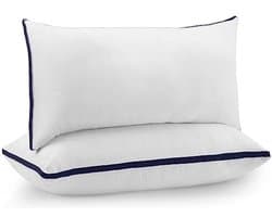 Kussens Set van 2 – 40 x 70 cm – Zachte Hoofdkussens met Holle Vezelvulling – Ademende Stof – Marineblauw