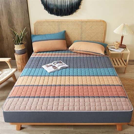 Gewatteerde Sprei - Matrasbeschermer Hoeslaken - Net Bed Houden - Gewassen Katoen Zacht - 200x220cm - Eff een