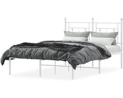 Metalen Bedframe - Ledikant Tweepersoons - Slaapkamer Inrichten - Robuuste Stalen Constructie - 120 x 200 cm - Wit
