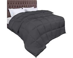 Microvezel Dekbed 240x260 cm - 370 GSM Winterdekbed met Hoeklabels - Grijs - Gestikte Boxnaden - Machinewasbaar