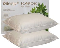 iSleep Kapok Hoofdkussen Set (2 Stuks) - 100% Kapok (1100 gram) - 60x70 cm