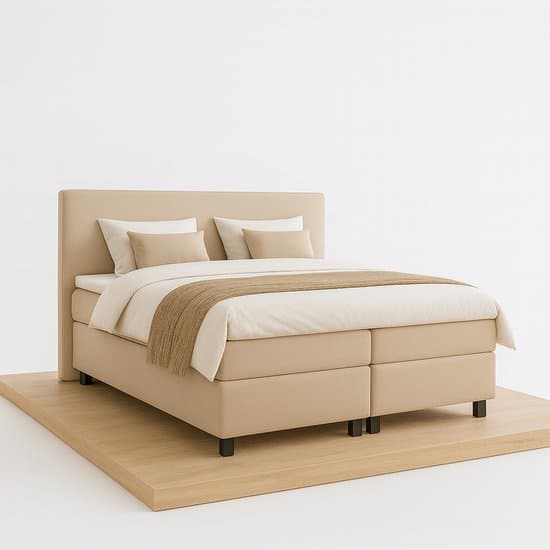 Boxspring DreamLux - 120x220 Compleet - Beige Glad - BalBedden