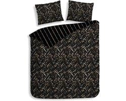 Heckettlane Dekbedovertrek Katoen Satijn Maxime - Black - 100% Katoen-Satijn - Dekbedovertrek 260x200/220cm - Lits Jumeaux Extra Breed - Chicago