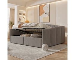 REDOM Slaapbank 140x200 cm van fluweel, met slaapfunctie en hydraulische opbergruimte