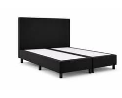 Boxspring Ayla Royal - 160x200 Zonder matras - Zwart Glad - Ayla Matrassen - 2 persoons
