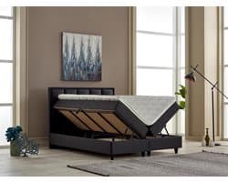 BSS Bedding Florence- Boxspring - Boxspring met Opbergruimte - 160x200 - Inclusief Topper - Zwart