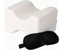 Kniekussen Traagschuim - Zijslaper Kussen - Verlicht Pijn - Ergonomisch Contour - 23 cm Breed - Wit