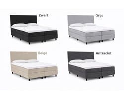 Boxspring SleepEase - 140x220 Compleet - Antraciet Glad - Golden Matrassen Zeeland