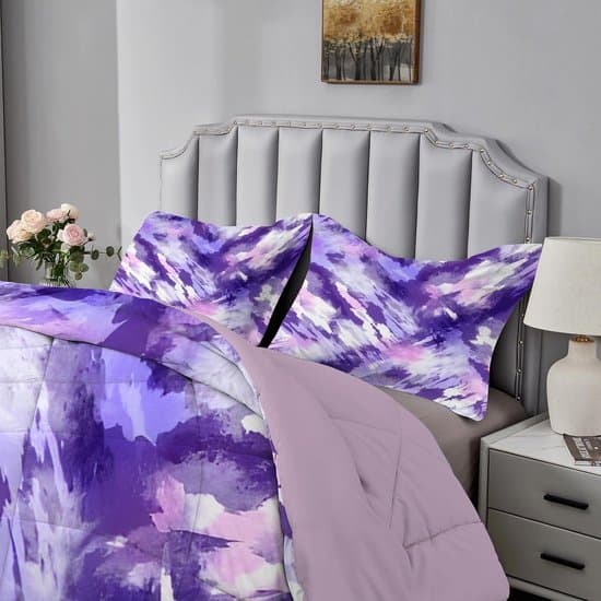 Dekbed Abstract - Dekbedovertrek - Alle Seizoenen - Omkeerbaar Design - 200x200 cm - Paars