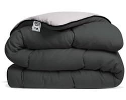 Avenue - Luxe en makkelijk dekbed zonder overtrek – Hoesloos 2 persoons dekbed 200x200 cm – Anti-allergisch & hygiënisch – Wasbaar op 60°C – Wolkenzacht en soepel – Antraciet/Taupe-grijs – All Year comfort zomerdekbed & winterdekbed