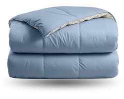 Zelesta® Deluxe Duo Dream Blue & Cream 240x200 - Dekbed zonder overtrek - Eco Cloud vulling - Wasbaar hoesloos dekbed - Vaste overtrek - Percal katoen dekbed - All Year Winterdekbed & Zomerdekbed