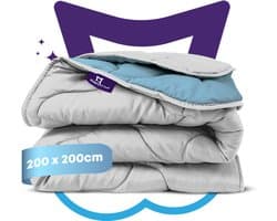 Slaapspeciaal Zomerdekbed - eazydekbed ® Series Blauw/Grijs - Dekbed zonder overtrek | 200x200 cm - Hoesloos dekbed - Bedrukt dekbed zonder overtrek - Dekbed in kleur - Gekleurd dekbed - Tweepersoons Dekbed