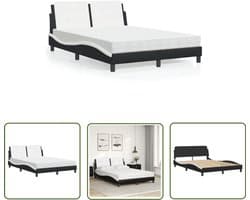 vidaXL Kunstleder Bed - Slaapcomfort - Bedframe zonder matras Zadar kunstleer zwart en wit 120x200 cm - Boxspring Bed - Tweepersoonsbed - Modern Bed