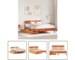 vidaXL Houten Bed - Bedframe - Bedframe zonder matras massief grenenhout wasbruin 120x190 cm - Massief Grenenhout - Bed Met Lades - Tweepersoonsbed