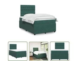 vidaXL Boxspring met matras fluweel donkergroen 120x200 cm