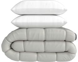 Dekbed Brume 200x200cm + 2 hoofdkussens - 300g/m² - Warm - Tweepersoons - Tweekleurig - Ultra zacht aanvoelend - Made in France