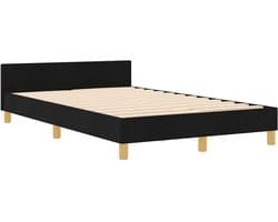 Tweepersoonsbed | Dubbelbed | Volwassenenbed | Bedframe met hoofdeinde Zwart 120 x 200 cm Stof