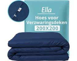 Hoes voor de verzwaringsdeken van Ella 200 x 200 CM - 11 KG & 13 KG - Overtrek Hoes van 100% biologisch katoen - Blauw & Grijs