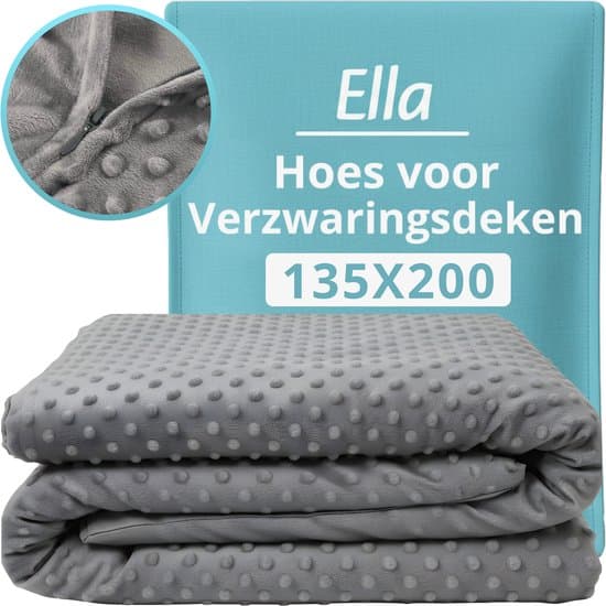Hoes voor de verzwaringsdeken van Ella 135 x 200 CM - 7 KG & 9 KG - Fleece - Grijs
