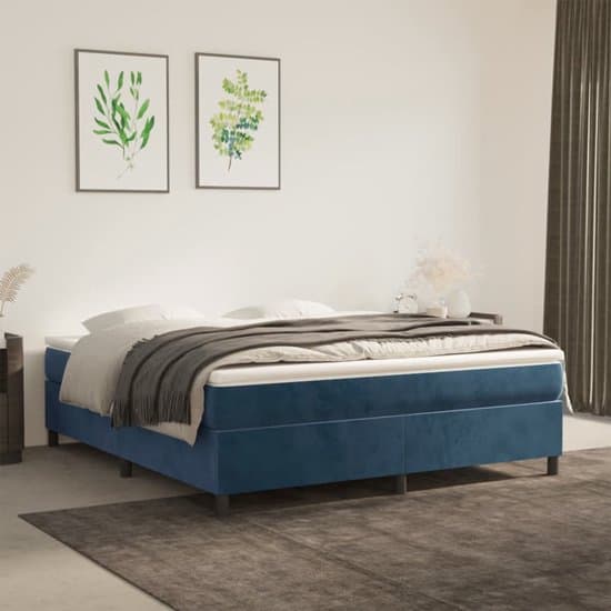 vidaXL - Boxspring - bed - 160x200 - cm - fluweel - donkerblauw