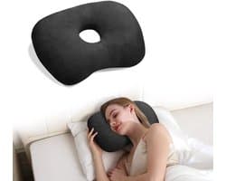 Oorgatkussen - Donut Kussen- Zijslaperkussen met oorgaten - Geschikt voor zijslapers en mensen met oorpijn - Zwart