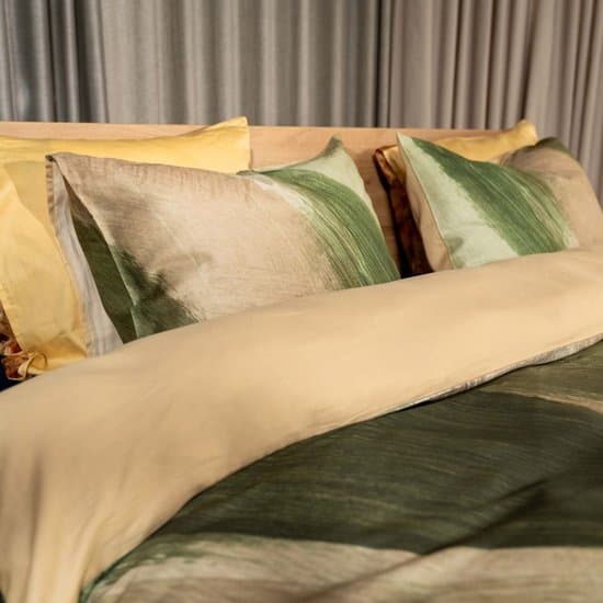 Kayori Moriko Dekbedovertrek Katoensatijn - 200x200-220 + 2 slopen - Tweepersoons - Zacht, Ademend & Vochtregulerend - Groen