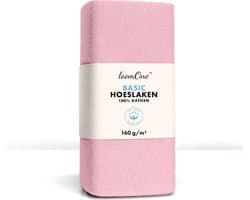 Loom One Hoeslaken – 100% Jersey Katoen – 180x200 cm – tot 25cm matrasdikte– 160 g/m² – Roze