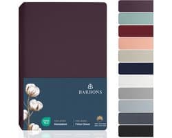 BARBONS hoeslaken 160x200 - hoeslakens Jersey 145 g/m² - 100% katoen - aubergine