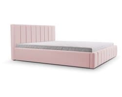 Bed 01 - Gestoffeerd bed met Fluweel Beklede Tweepersoonsbed - 140x200 cm - Elegant en Comfortabel - Lichtroze (TRINITY 19)