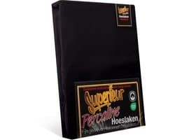 Superieur Hoeslaken - 180x210/220 cm - Zwart - 100% katoen