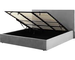 BELIANI LORIENT - Bed met opbergruimte - Lichtgrijs - 180 x 200 cm - Fluweel